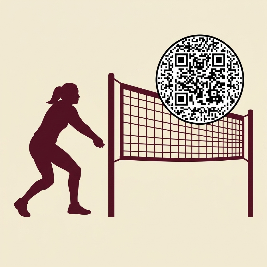 Volleyball player bumping the registration QR code over the net